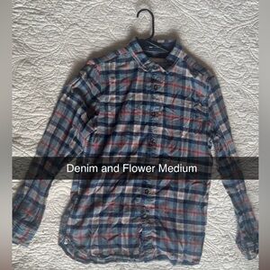 Denim & Flower Blue and Red Checkered Shirt